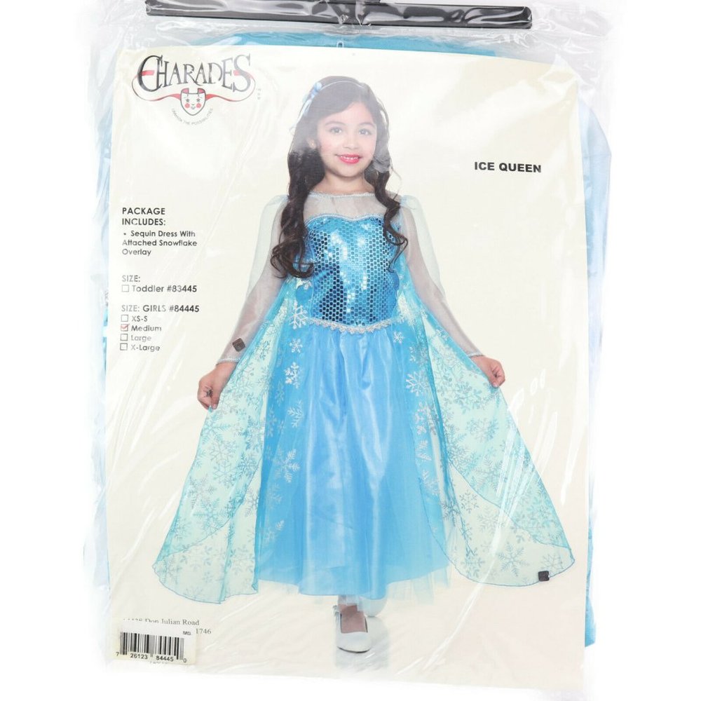 Ice Queen Girls Blue Sequin Dress with Snowflake